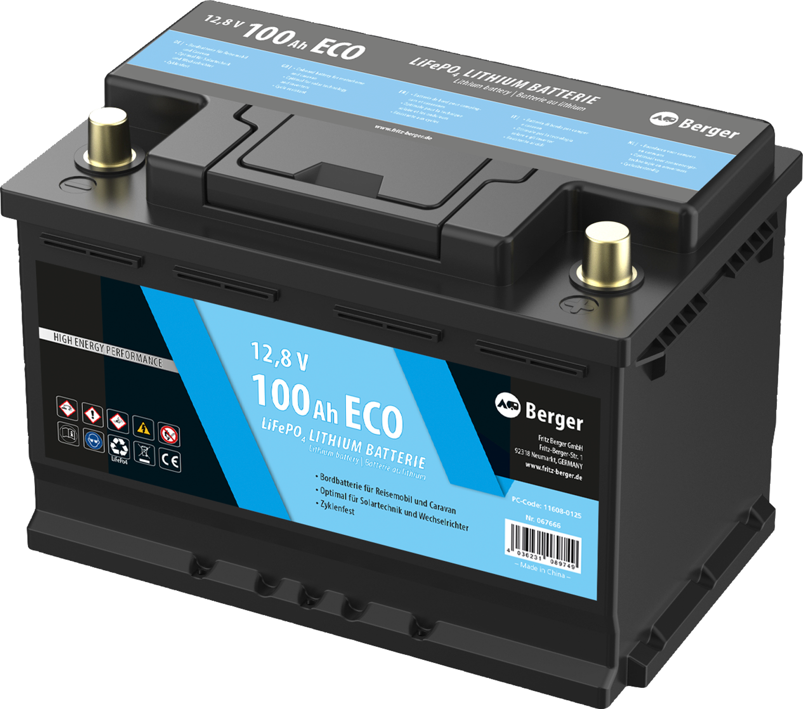 Berger LiFePO4 Lithium Batterie Eco 100 Ah 12 V - Fahrzeug-Batterien