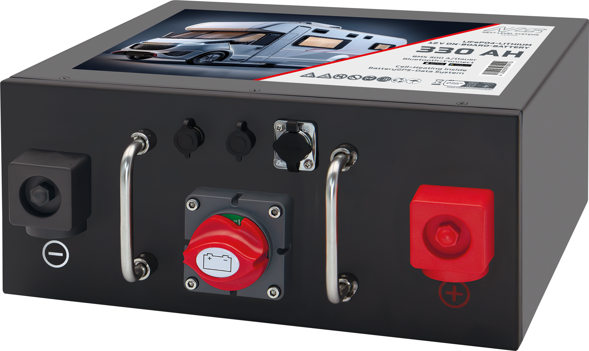 Next Level Systems LiFePO4 Bordbatterie für Reisefahrzeuge mit Bluetooth und Heizung 330 Ah  - Fahrzeug-Bat...
