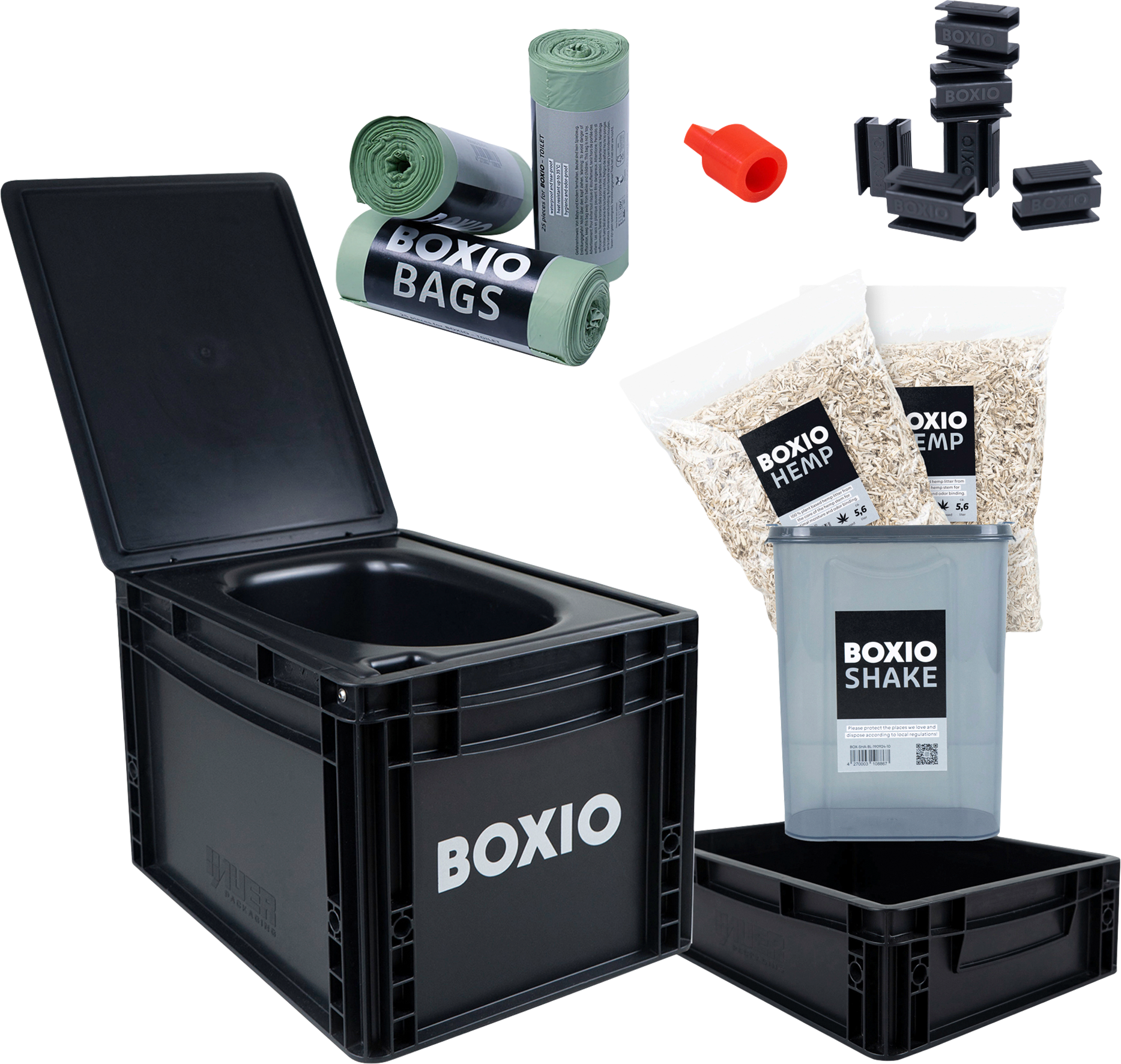 Boxio Toilet Max Plus Trenntoilette Komplettset bestehend aus Toilet / Solo-Up / Plug / 2 x Hanfstreu / 3 x...