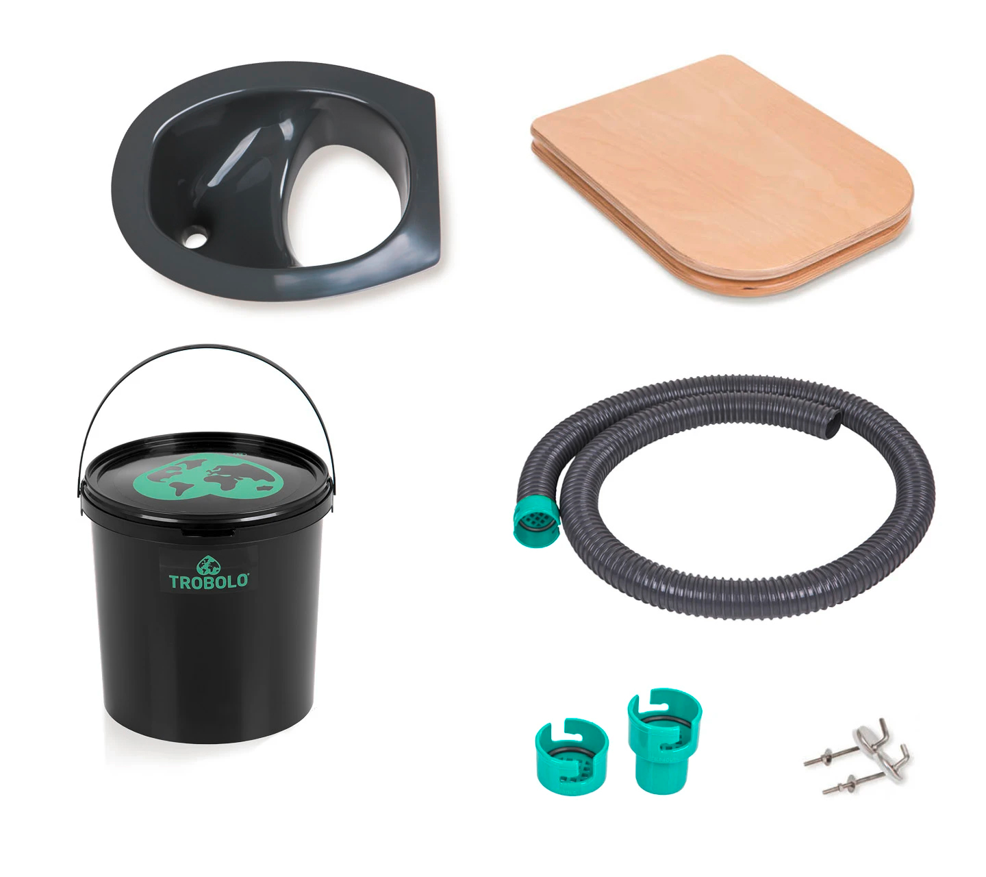 TROBOLO Do it yourself Set 5 teilig für den Eigenbau der Trenntoilette mit Toilettensitz 11 Liter grau - Tr...