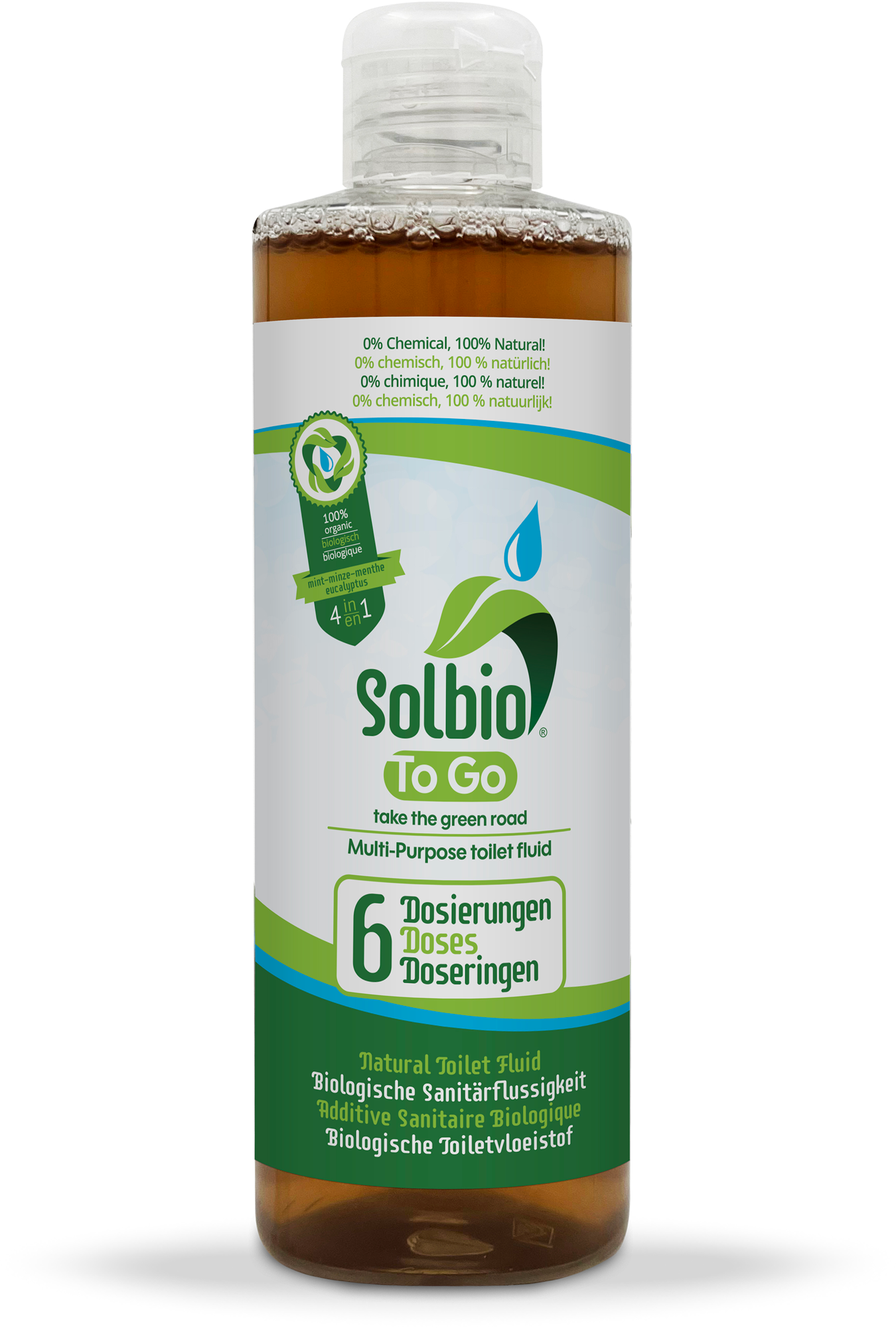 Solbio ToGo nachhaltige Sanitärflüssigkeit Toilettenpflege mit Eukalyptus und Orangenduft 0,25 Liter - Sani...