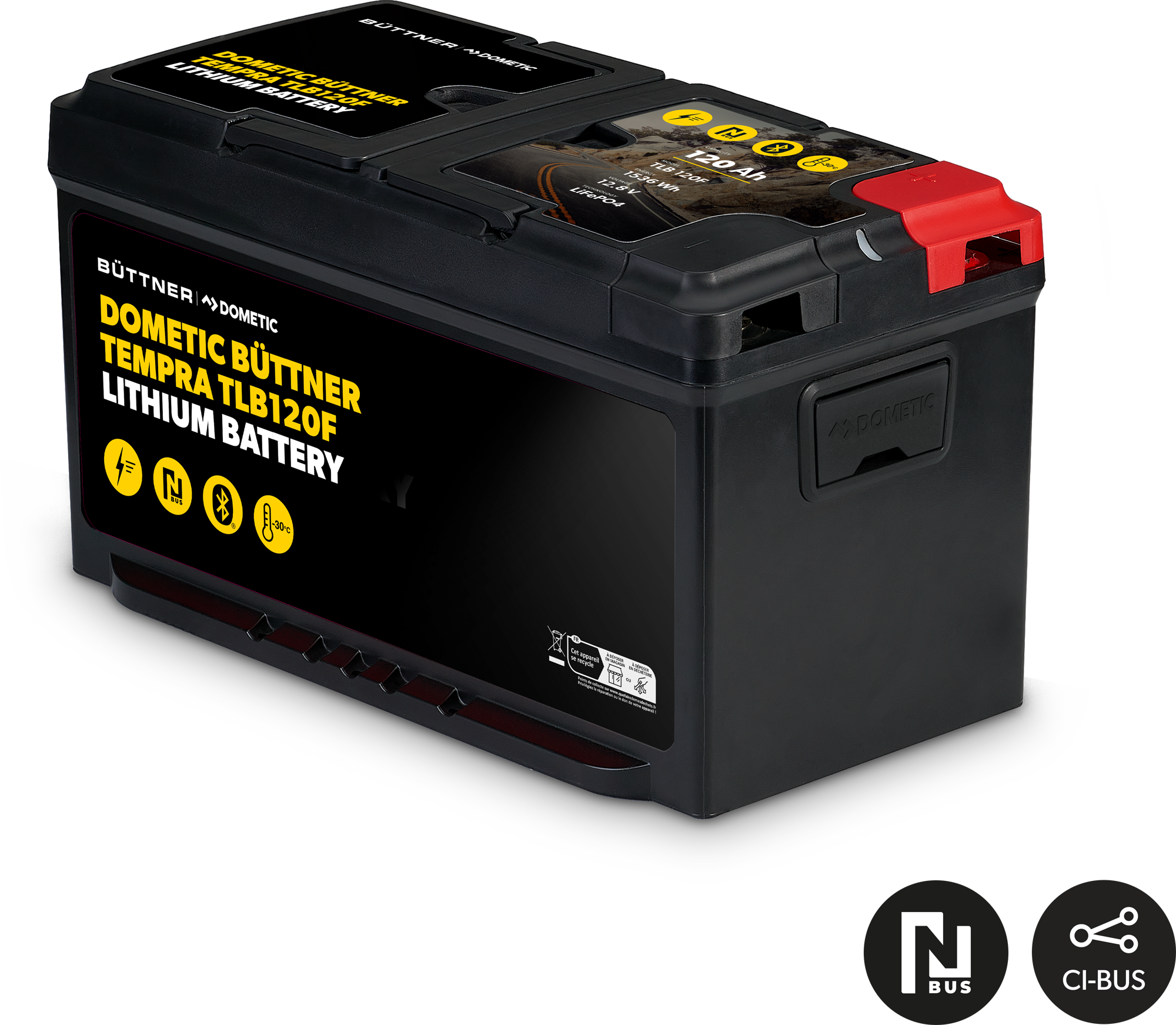 Dometic Büttner Lithiumbatterie Tempra TLB120F 12 V / 120 Ah mit integrierter Heizung - Fahrzeug-Batterien
