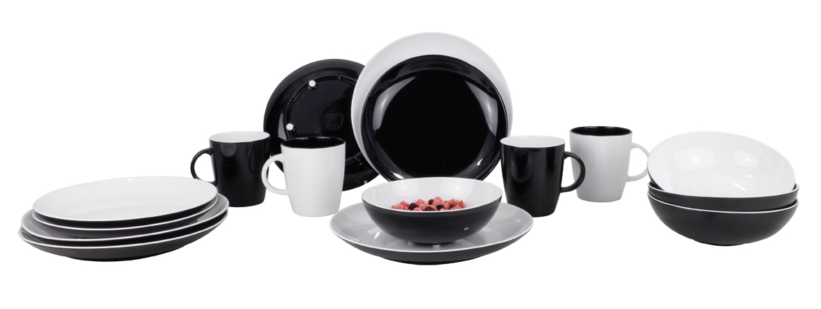 Gimex Geschirr-Set Classic Line 16-tlg. black&white für 4 Personen