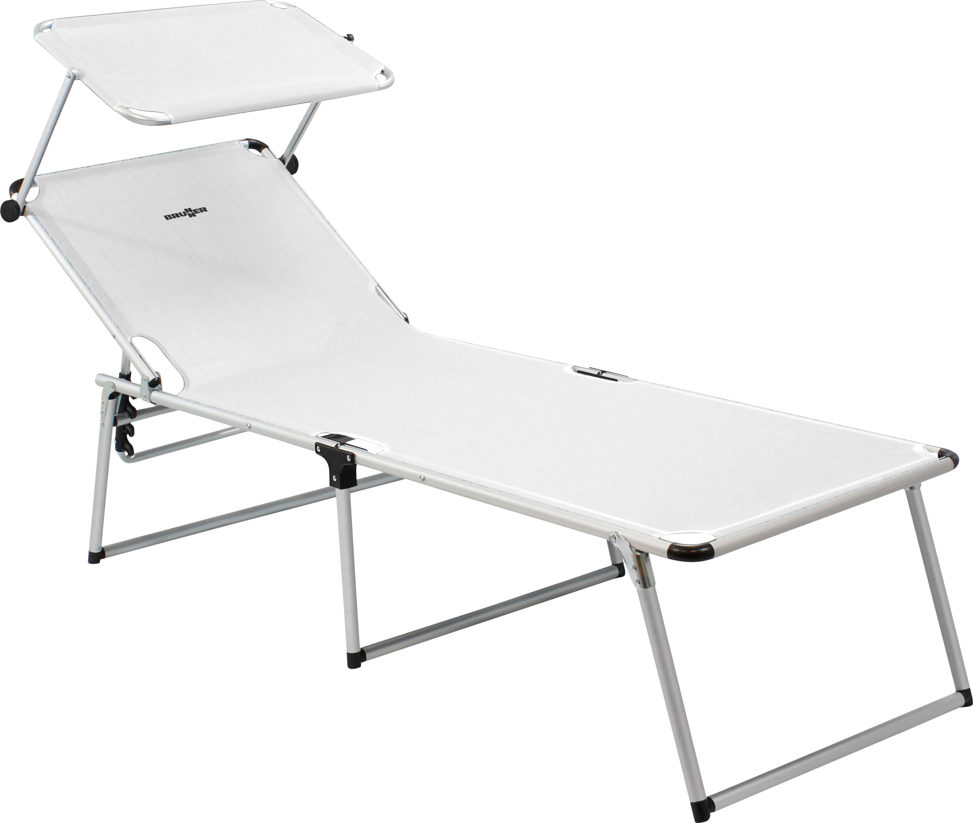 Brunner Malibu High Sonnenliege mit Sonnenschutz klappbar 195,5 x 62 x 48 cm hellgrau - Liegen