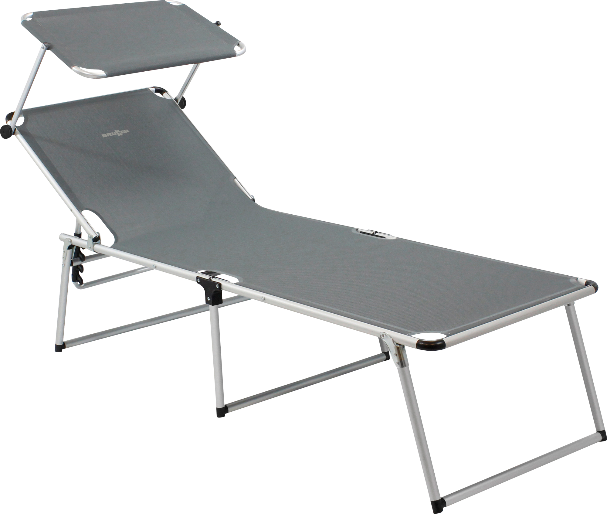 Brunner Malibu High Sonnenliege mit Sonnenschutz klappbar 195,5 x 62 x 48 cm dunkelgrau - Liegen