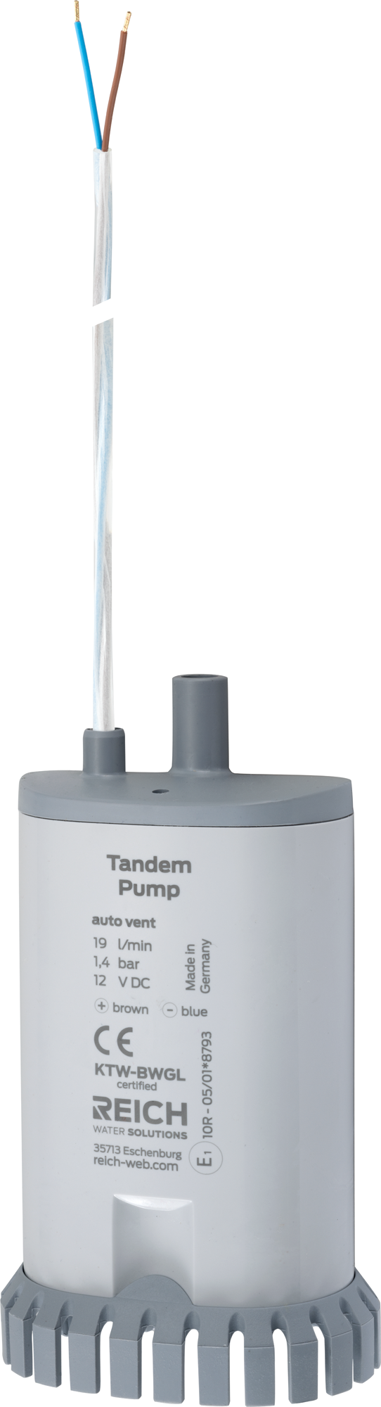 Reich Tandem Tauchpumpe mit Rückschlagventil 12V 1,4 bar 19 l/min - Wasserpumpen