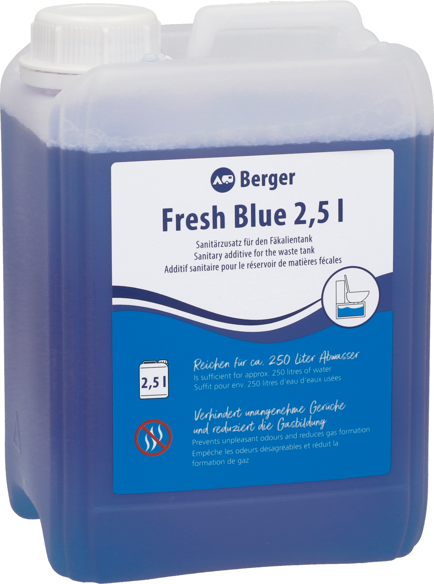 Berger Fresh Blue Sanitärflüssigkeit 2,5 Liter - Sanitärzusatz für den Fäkalientank - Sanitärzusätze & -flü...