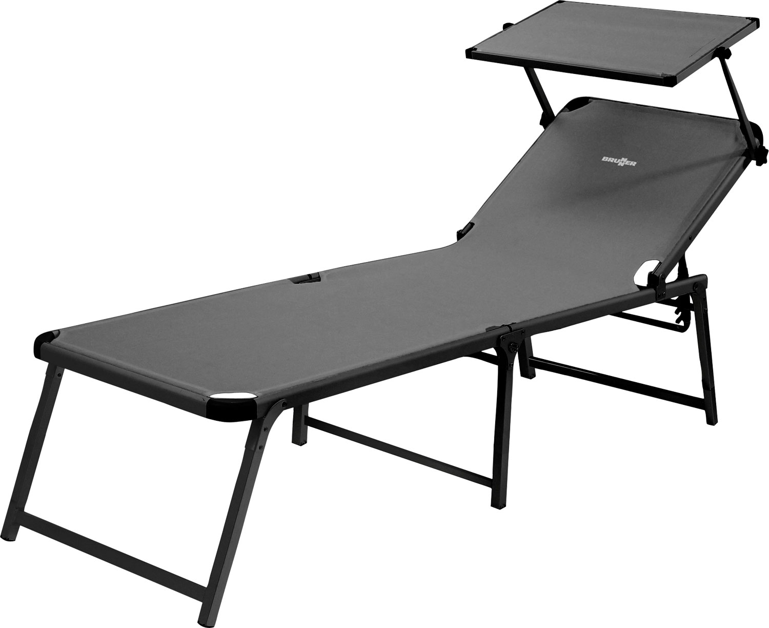 Brunner Marbella High Sonnenliege mit Sonnenschutzdach 198 cm grau - Liegen